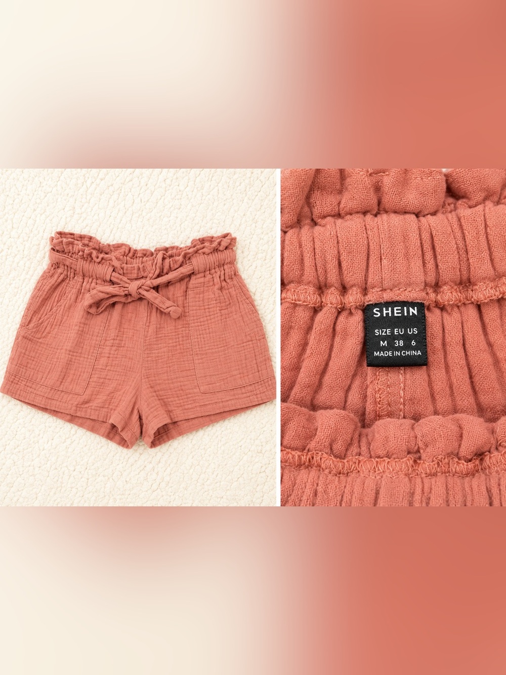 SHEIN Rust Paperbag Waist Women’s Shorts